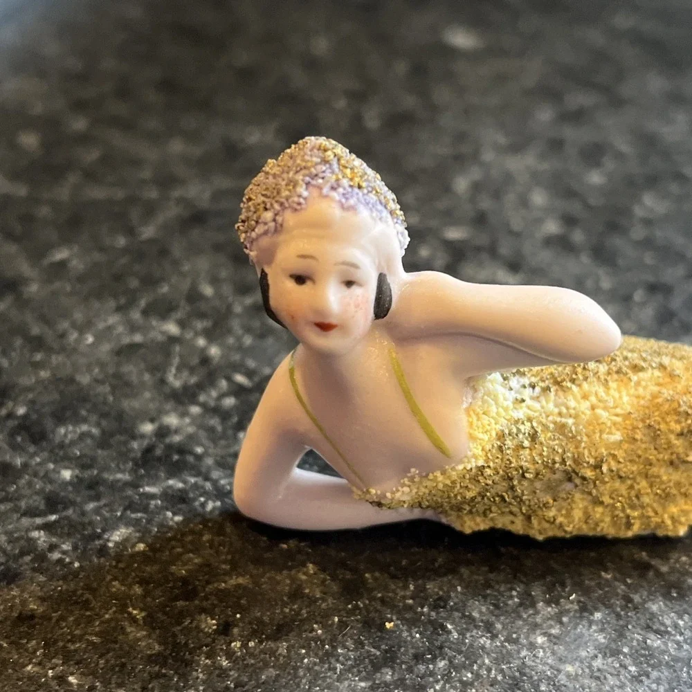 ANTIQUE ART DECO GERMAN BISQUE BATHING BEAUTY NUDE FIGURINE Vtg 5684‎ Textured
